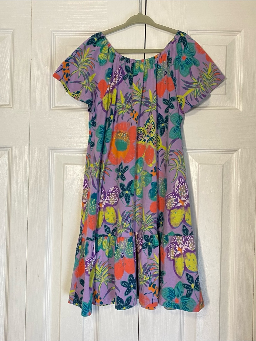 Tea Collection Drop Skirt Dress Lavender Hanging Flowers of Malindi Print size 7
